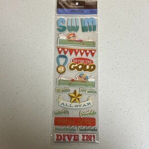 Recollections Swim Theme Scrapbook Sticker Sheet